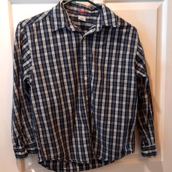 Old Navy Blue/Gray Plaid Long Sleeve Button Down Shirt size Large - Picture 1 of 5